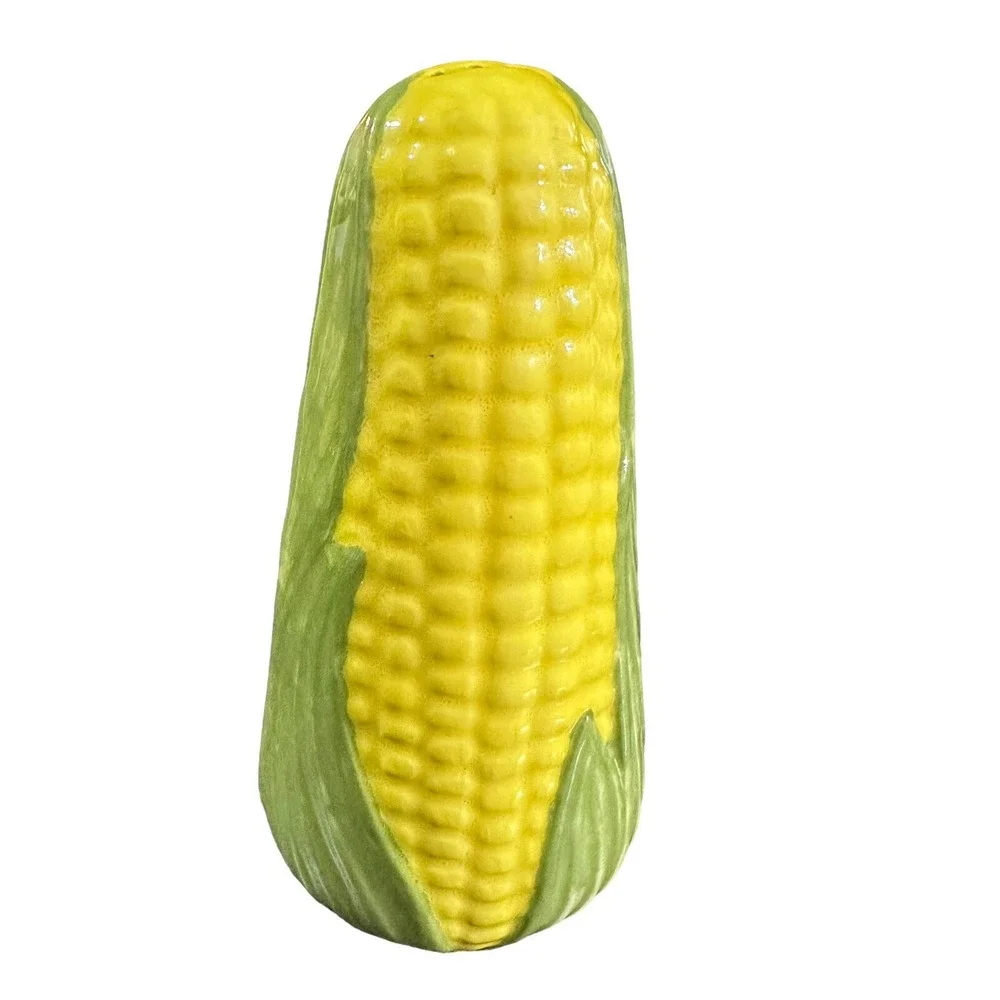 Vintage Yellow‎ Corn on the Cob Salt & Pepper Shaker Set with Plate 1978